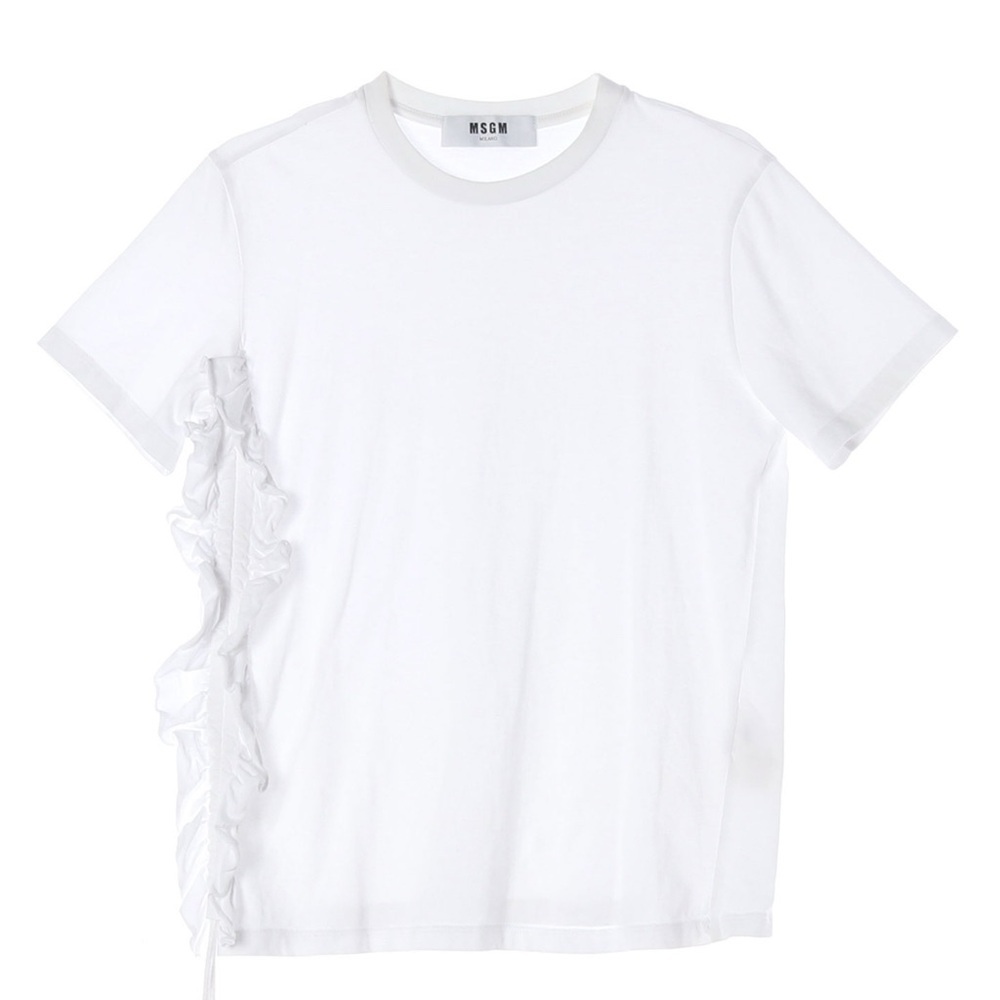 MSGM White Ruffle cotton T-Shirt XS